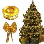 Panglică LED de Crăciun Embo Aurie, lungime 4 m , 40 LED-uri, Baterii, Alb cald