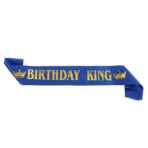 Panglica pentru Aniversare, Embo, Model Birthday King, Tematica Aniversare, 160x9.5 cm, Albastru
