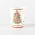 Set 10 Pahare, Embo, Imprimeu Brad de Craciun, din Carton, 250 - 300 ml, 7.5 x 8.4 x 5.3 cm, Multicolor - imagine 2