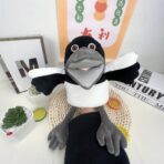 Papusa de Mana pentru Teatru de Papusi, Embo, din Plus, 30 cm, Model Pasare, Alb/Negru - imagine 4