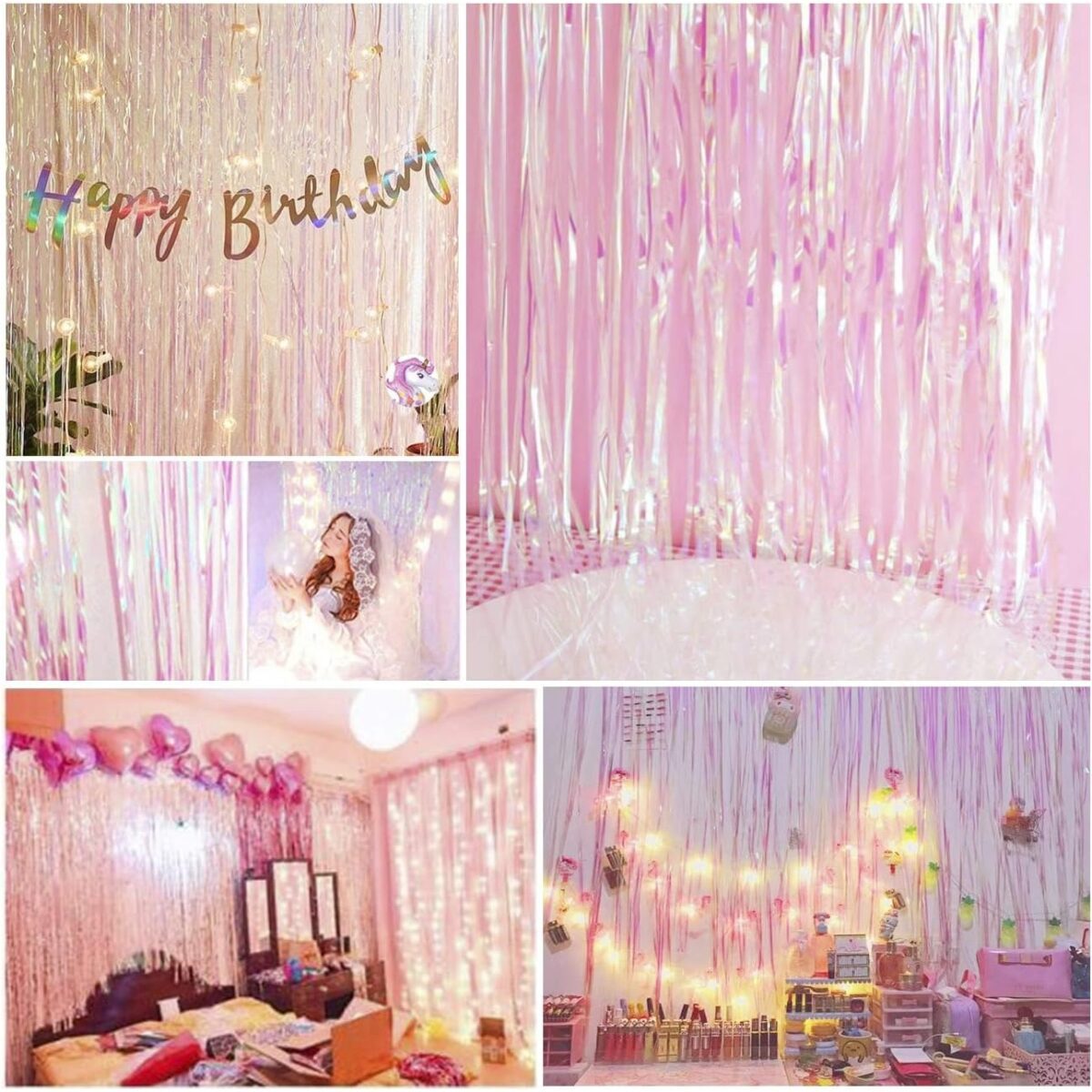 Perdea Franjurata, Embo, Model Decor Petrecere, pentru Fundal de Poze, Amenajare Colorata a Petrecerii, Dimensiune 100x200 cm, Roz - imagine 3