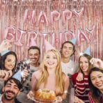 Perdea Franjurata, Embo, Model Decor Petrecere, pentru Fundal de Poze, Amenajare Colorata a Petrecerii, Dimensiune 100x200 cm, Roz Auriu - imagine 3