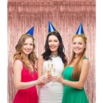 Perdea Franjurata, Embo, Model Decor Petrecere, pentru Fundal de Poze, Amenajare Colorata a Petrecerii, Dimensiune 100x200 cm, Roz Auriu - imagine 4