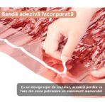 Perdea Franjurata, Embo, Model Decor Petrecere, pentru Fundal de Poze, Amenajare Colorata a Petrecerii, Dimensiune 100x200 cm, Roz Auriu - imagine 5