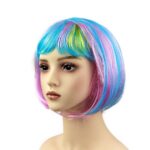 Peruca Cosplay, Embo, Tunsoare Bob cu Breton, pentru Carnaval, Halloween, Petreceri Tematice, din PET, Marime Universala, Multicolor