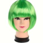 Peruca Cosplay, Embo, Tunsoare Bob cu Breton, pentru Carnaval, Halloween, Petreceri Tematice, din PET, Marime Universala, Verde - imagine 3