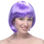 Peruca Cosplay, Embo, Tunsoare Bob cu Breton, pentru Carnaval, Halloween, Petreceri Tematice, din PET, Marime Universala, Mov