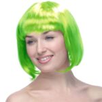 Peruca Cosplay, Embo, Tunsoare Bob cu Breton, pentru Carnaval, Halloween, Petreceri Tematice, din PET, Marime Universala, Verde