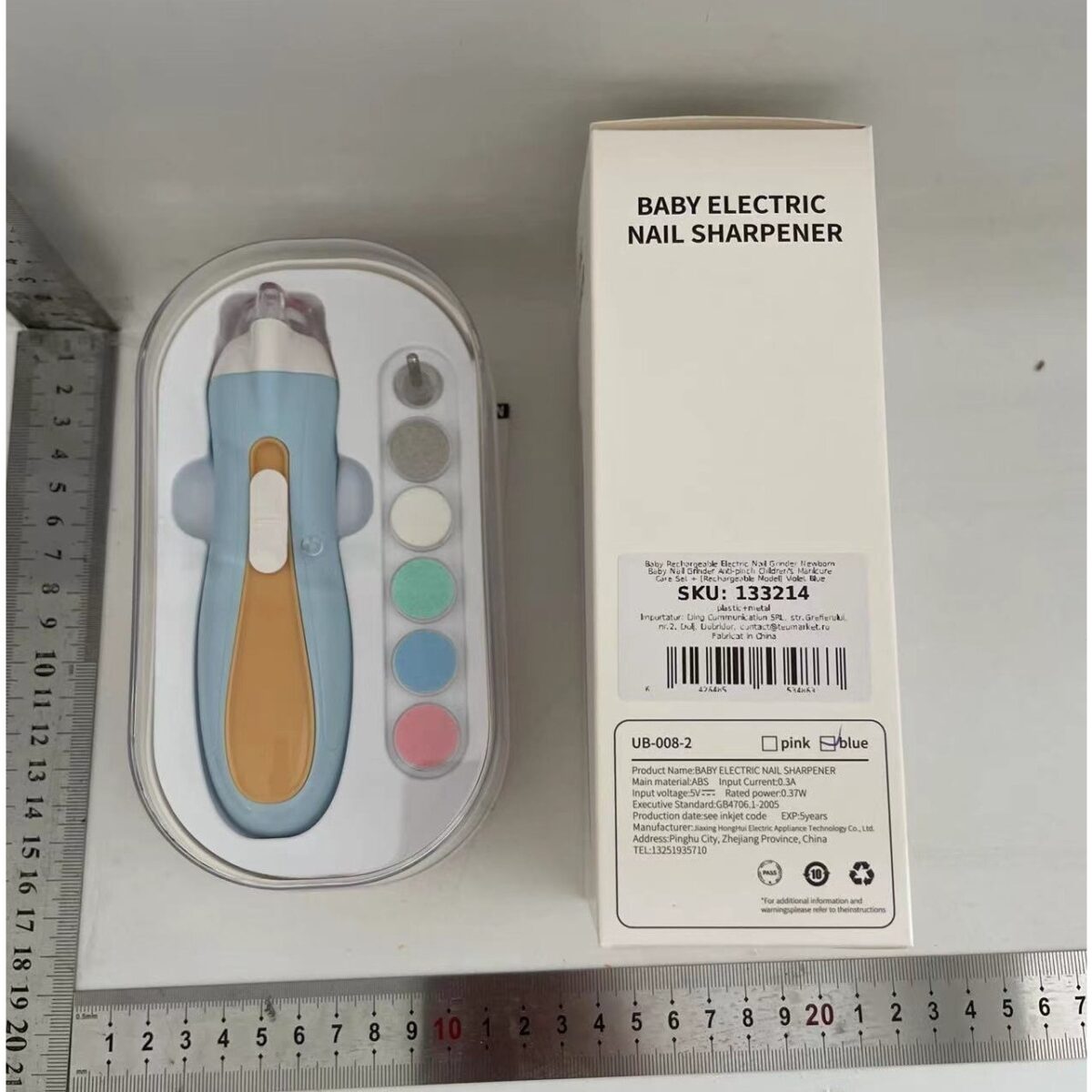 Pila Electrica, Embo, pentru Copii si Bebelusi, din ABS, 6 Accesorii, cu Lumina LED, 9.5 x 6 x 17 cm, Albastru/Portocaliu - imagine 5