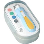 Pila Electrica, Embo, pentru Copii si Bebelusi, din ABS, 6 Accesorii, cu Lumina LED, 9.5 x 6 x 17 cm, Albastru/Portocaliu