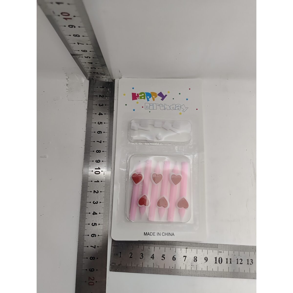 Set 6 Lumanari de Tort, Embo, Model Creion cu Inimioare, 5.9 x 1.1 cm, din Ceara, Roz - imagine 7