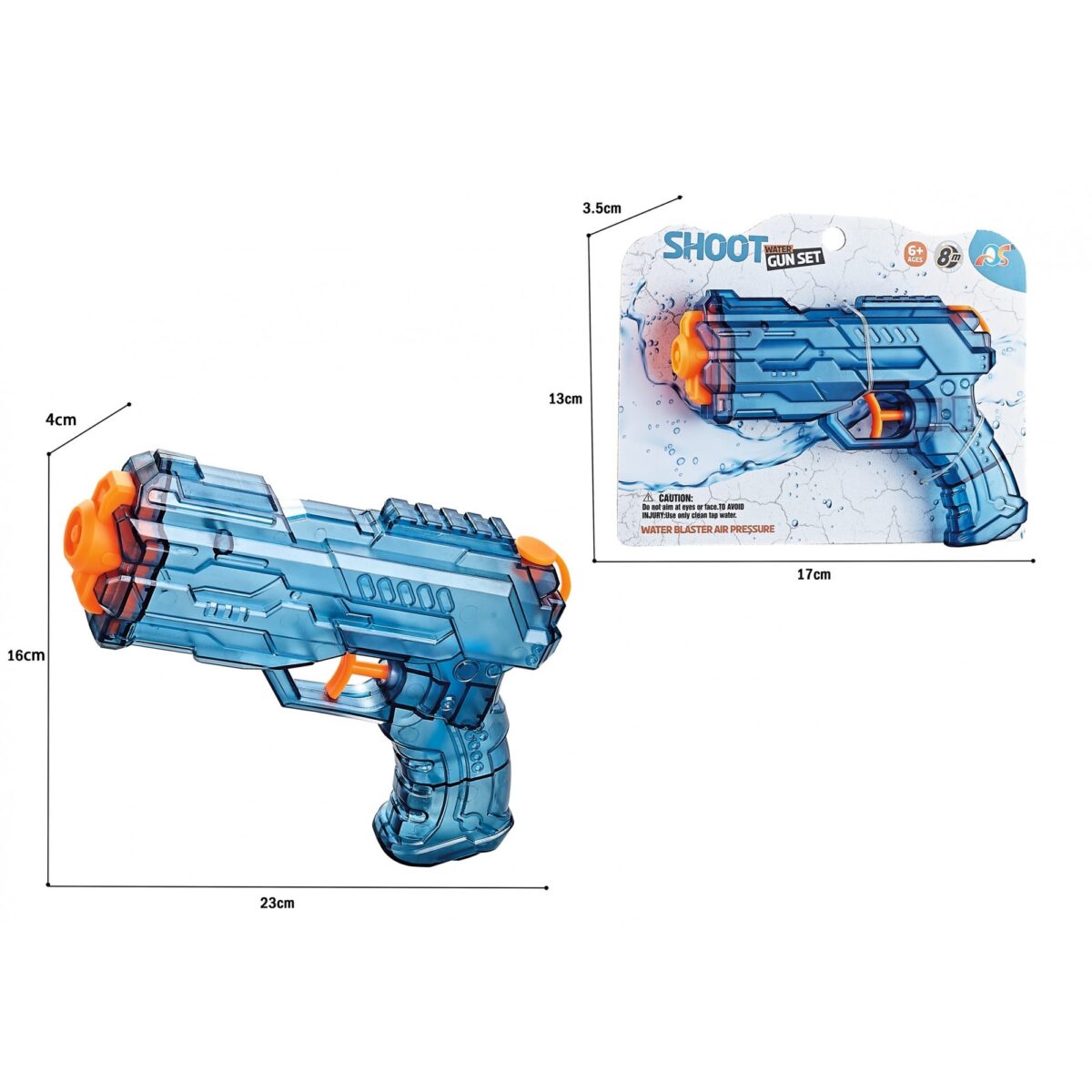Pistol cu Apa, Embo, Pistol cu Apa pentru Copii, Manual, din Plastic, 23 x 16 x 4 cm, rezervor 250 ml, Albastru - imagine 2
