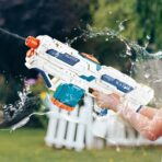 Pistol cu Apa pentru Copii 14+ ani, Embo, Rezervor 600ml, cu baterie 1200mAh, Electric Burst, Alb/Albastru - imagine 2