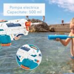 Pistol cu Apa pentru Copii 14+ ani, Embo, Rezervor 600ml, cu baterie 1200mAh, Electric Burst, Alb/Albastru - imagine 4