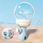 Jucarie de apa pentru copii, Embo, Multifunctional, Capacitate 300 mL, Model Hipopotam, 9x9x17cm, Plastic, Albastru - imagine 2