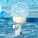 Jucarie de apa pentru copii, Embo, Multifunctional, Capacitate 300 mL, Model Hipopotam, 9x9x17cm, Plastic, Albastru - imagine 4