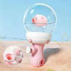 Jucarie de apa pentru copii, Embo, Multifunctional, Capacitate 300 mL, Model Purcelus, 9x9x17cm, Plastic, Roz - imagine 2