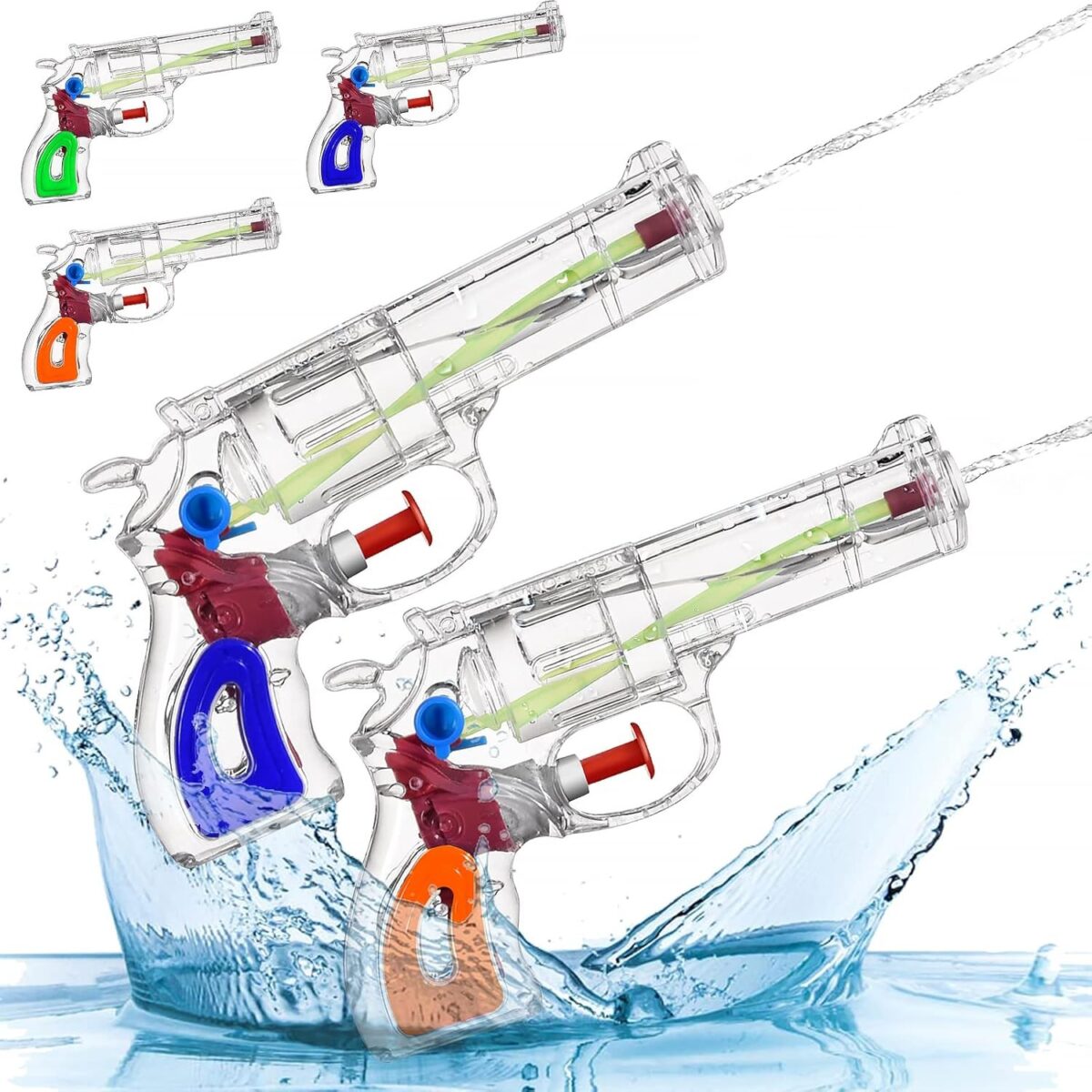 Pistol cu Apa, Embo, pentru Copii, din Plastic, 16 x 5 x 2 cm, Transparent/Albastru - imagine 2