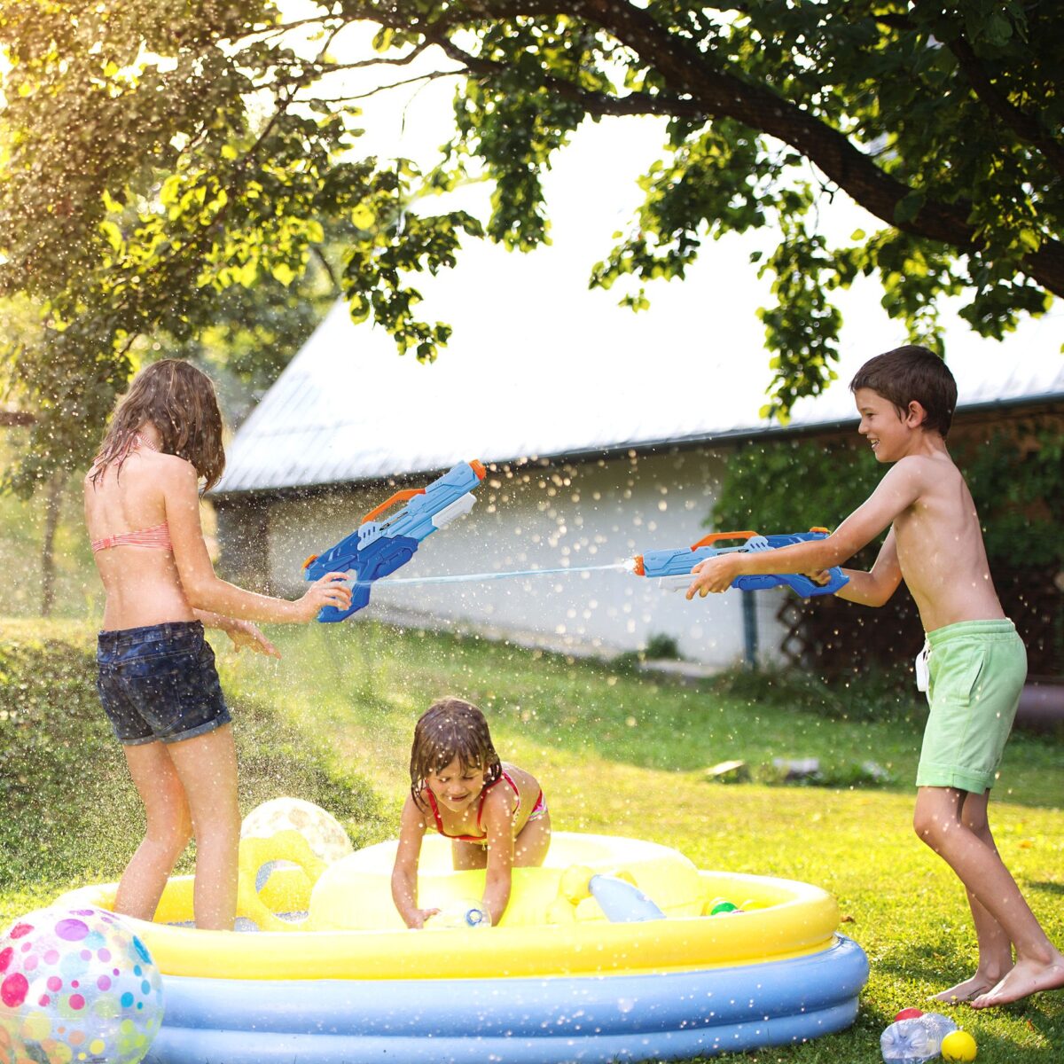 Pistol cu Apa pentru Copii, Rezervor, Pentru Piscina/Plaja, Embo, 6ani+, Albastru, 1500ML - imagine 6