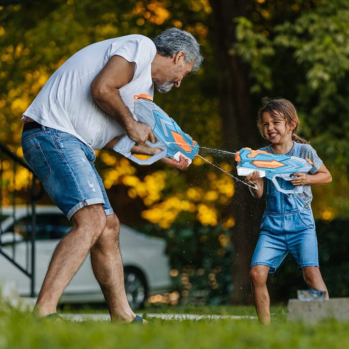 Pistol cu Apa pentru Copii, Rezervor, Pentru Piscina/Plaja, Embo, 6ani+, Albastru, 4 duze, 900ML - imagine 4