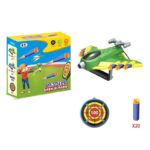 Jucaruie cu Lansator pentru Copii, Embo, Lanseaza Manual, Tinta, Avion, 20 de Gloante din Material Moale, Joc Interactiv, 24x23.5x6.3 cm, Verde