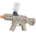 Lansator de jucarie electrica Embo cu bile de hidrogen de gel, gun bluster, tragere in rafala, varsta peste 6 ani, 2 in 1 bile si ventuze, ochelari de protectie, 5000 de bile incluse, cablu de incarcare, 27×31.5 cm, Mp9, crem