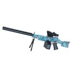 Mitraliera de jucarie electrica Embo cu bile de hidrogen de gel, gun bluster, tragere in rafala, varsta peste 6 ani, ochelari de protectie, 5000 de bile incluse, cablu de incarcare, 28x31 cm, ST, albastru