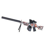Mitraliera de jucarie electrica Embo cu bile de hidrogen de gel, gun bluster, tragere in rafala, varsta peste 6 anil, ochelari de protectie, 5000 de bile incluse, cablu de incarcare, 22.5x81.5 cm, ST, portocali