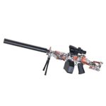 Lansator de jucarie electrica Embo cu bile de hidrogen de gel, gun bluster, tragere in rafala, varsta peste 6 anil, ochelari de protectie, 5000 de bile incluse, cablu de incarcare, 22.5×81.5 cm, ST, portocali
