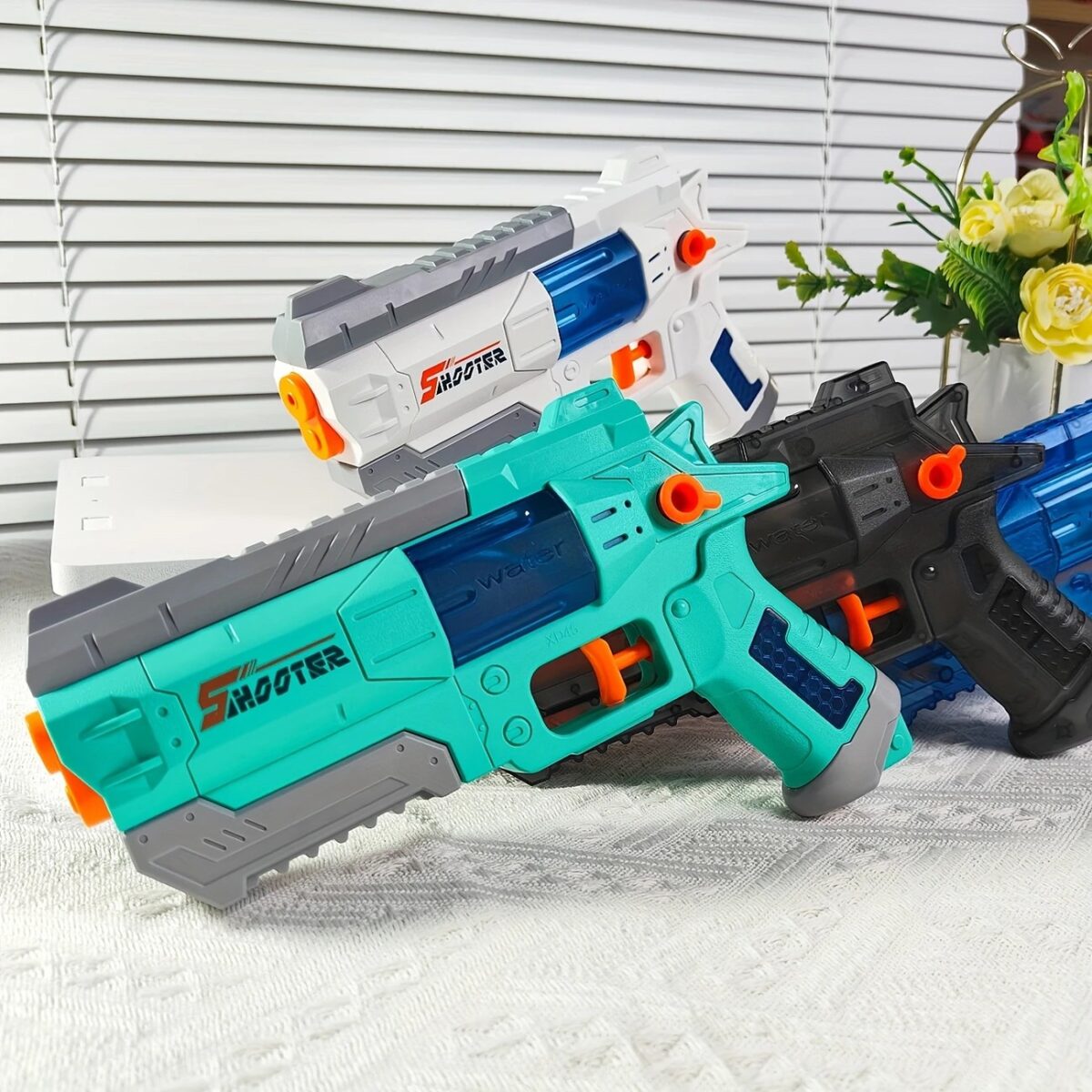 Pistol Manual cu Apa, Embo, Jucarie Pistol cu Apa Sigur Pentru Copii, Design Nou S-Shooter Atractiv, 23 x 14.5 cm, Verde - imagine 3