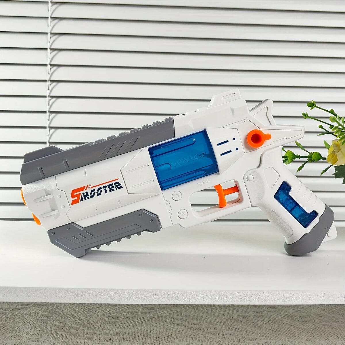 Pistol Manual cu Apa, Embo, Jucarie Pistol cu Apa Sigur Pentru Copii, Design Nou S-Shooter Atractiv, 23 x 14.5 cm, Alb - imagine 5