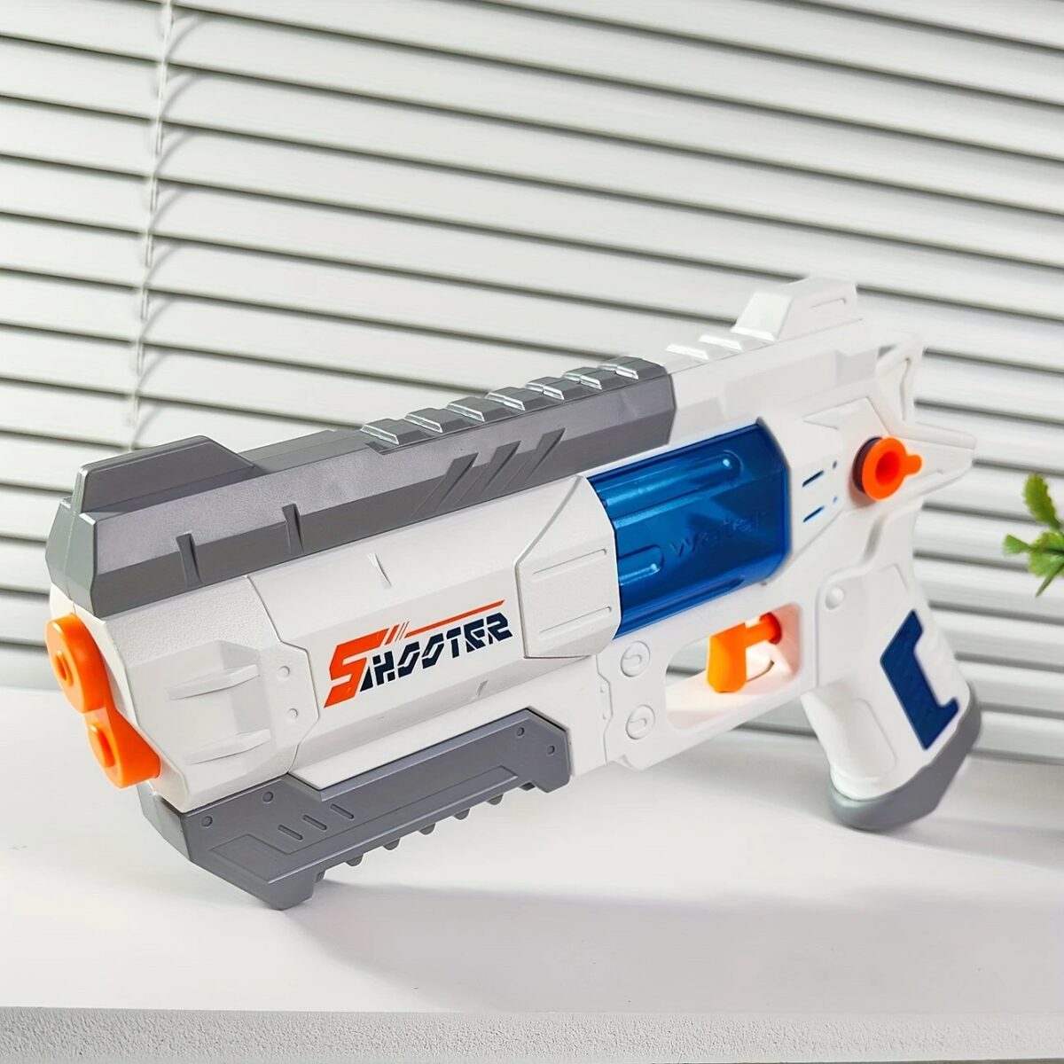 Pistol Manual cu Apa, Embo, Jucarie Pistol cu Apa Sigur Pentru Copii, Design Nou S-Shooter Atractiv, 23 x 14.5 cm, Alb - imagine 6