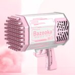Pistol pentru Baloane de Sapun, Embo, 69 de Gauri, Lumini Colorate, Tavita, Lichid, Baterie de Li, Cablu de Incarcare, 24cm x 14cm x 24cm, Roz - imagine 6