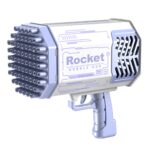 Pistol pentru Baloane de Sapun, Embo, 69 de Gauri, Lumini Colorate, Tavita, Lichid, Baterie de Li, Cablu de Incarcare, 24cm x 14cm x 24cm, Mov