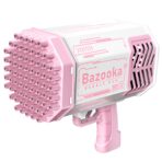 Pistol pentru Baloane de Sapun, Embo, 69 de Gauri, Lumini Colorate, Tavita, Lichid, Baterie de Li, Cablu de Incarcare, 24cm x 14cm x 24cm, Roz