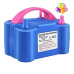 Pompa Electrica Pentru Umflat Baloane, 600 W, Doua Capete de Umflat, din Plastic, 19.5 x 14 x 13 cm, Albastru/Roz