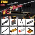 Pusca de Jucarie AWM Ultrarealista, Embo, Manuala, cu Luneta, 10 de Proiectile din Spuma Moale, 5 Cartuse, 106 cm, 14 ani+, Rosu - imagine 3