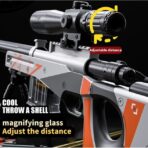 Pusca de Jucarie AWM Ultrarealista, Embo, Manuala, cu Luneta, 10 de Proiectile din Spuma Moale, 5 Cartuse, 106 cm, 14 ani+, Rosu - imagine 4