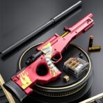 Pusca de Jucarie AWM Ultrarealista, Embo, Manuala, cu Luneta, 10 de Proiectile din Spuma Moale, 5 Cartuse, 106 cm, 14 ani+, Rosu - imagine 5