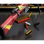 Pusca de Jucarie AWM Ultrarealista, Embo, Manuala, cu Luneta, 10 de Proiectile din Spuma Moale, 5 Cartuse, 106 cm, 14 ani+, Rosu - imagine 7