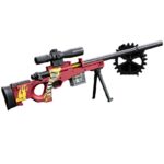 Pusca de Jucarie AWM Ultrarealista, Embo, Manuala, cu Luneta, 10 de Proiectile din Spuma Moale, 5 Cartuse, 106 cm, 14 ani+, Rosu