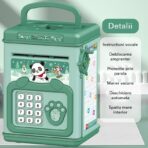 Pusculita pentru Copii, Embo, pusculita pentru economii SMART BOX cu efecte sonore, Tip ATM, cu Parola cu Amprenta, din plastic, 20 x 13.5 x 11.5 cm Verde - imagine 2