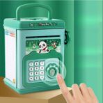 Pusculita pentru Copii, Embo, pusculita pentru economii SMART BOX cu efecte sonore, Tip ATM, cu Parola cu Amprenta, din plastic, 20 x 13.5 x 11.5 cm Verde - imagine 3