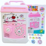 Pusculita pentru Fetite, Embo, Pusculita pentru Economii PIGGY BOX, Pusculita Simpla cu Key Access, 17 x 11.5 x 10 cm, 400 gr, Alb Roz - imagine 3