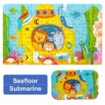 Puzzle 60 de Piese din Lemn in Cutie Metalica, Embo, Model Submarin, Educativ, Dezvoltare Abilitati Cognitive, pentru Prescolari, 22.5x13.5 cm, Multicolor - imagine 8