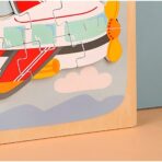 Puzzle Montessori din Lemn pentru Copii, Embo, 3D, 0-3 Ani, Model Avion, Educativ, Intuitiv, Creativ, 6 Piese, 15x15x0.5 cm, Multicolor - imagine 5