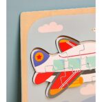 Puzzle Montessori din Lemn pentru Copii, Embo, 3D, 0-3 Ani, Model Avion, Educativ, Intuitiv, Creativ, 6 Piese, 15x15x0.5 cm, Multicolor - imagine 6