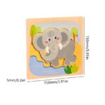 Puzzle Montessori din Lemn pentru Copii, Embo, 3D, 0-3 Ani, Model Elefant, Educativ, Intuitiv, Creativ, 4 Piese, 15x15x0.5 cm, Multicolor - imagine 4