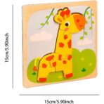 Puzzle Montessori din Lemn pentru Copii, Embo, 3D, 0-3 Ani, Model Girafa, Educativ, Intuitiv, Creativ, 4 Piese, 15x15x0.5 cm, Multicolor - imagine 10