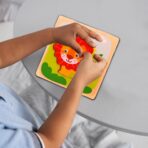 Puzzle Montessori din Lemn pentru Copii, Embo, 3D, 0-3 Ani, Model Leu, Educativ, Intuitiv, Creativ, 3 Piese, 15x15x0.5 cm, Multicolor - imagine 8